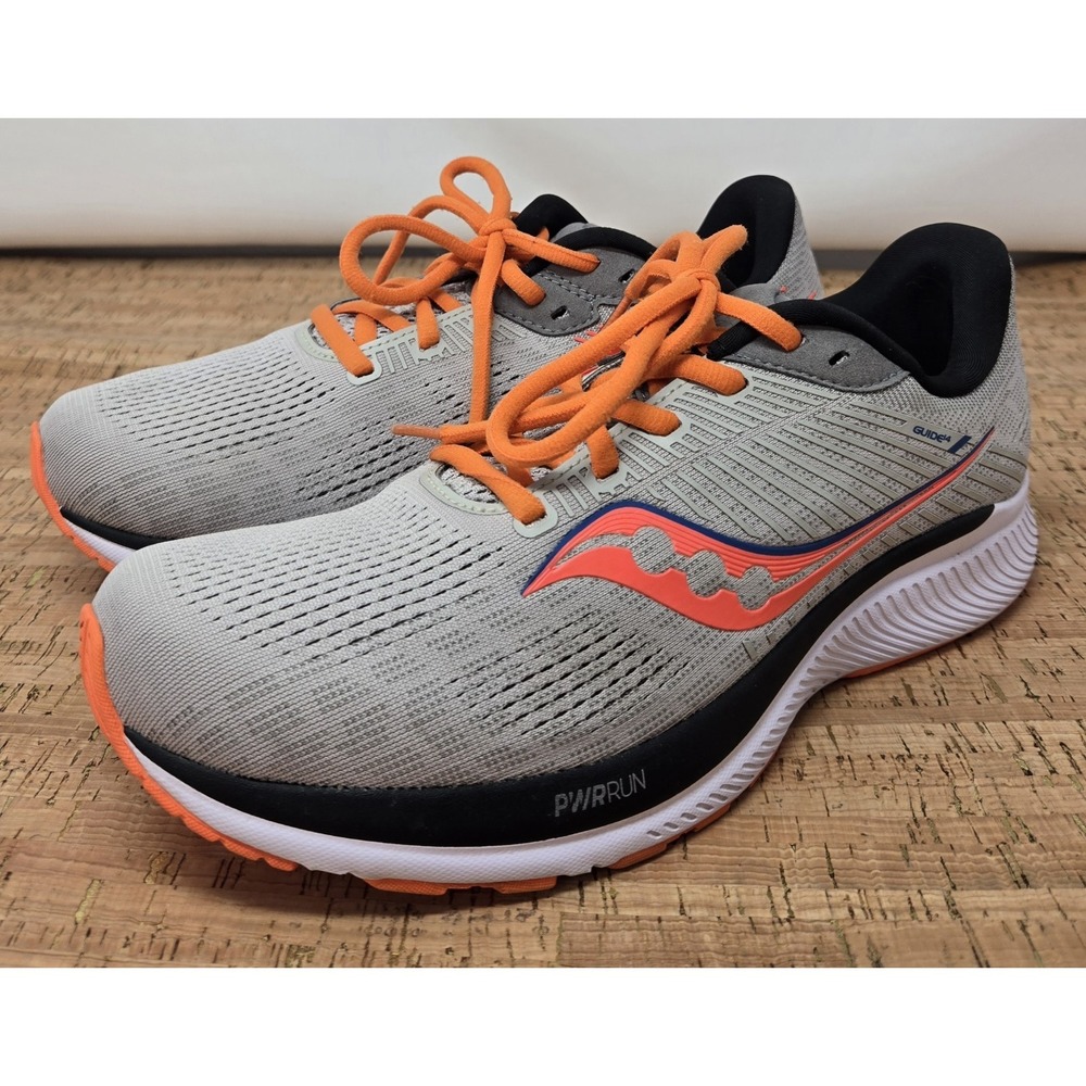 Saucony Shoes Mens 8.5 Jackalope Guide 14 Lace Up Running Gray/Orange Sneakers